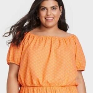 Ava & Viv Short Sleeve Cropped Top 2X NEW